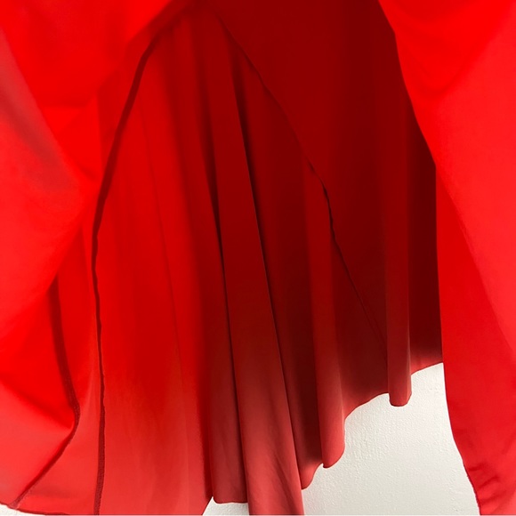 Sun Kim 2X Asymmetrical Pleated Corally Orange Sleeveless Stretchy Blouse Top - Picture 4 of 11